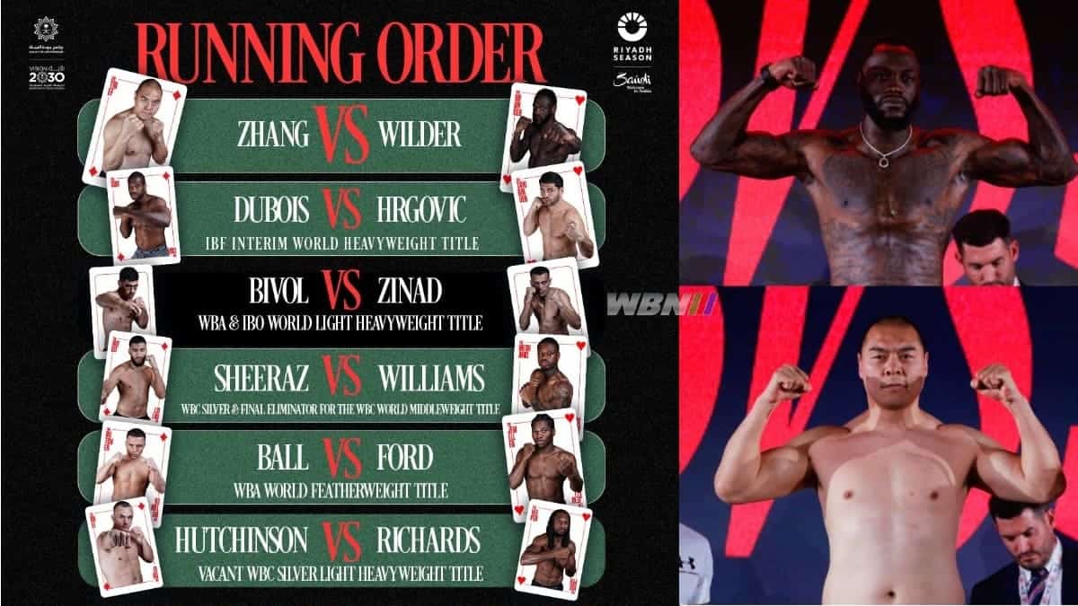 Wilder vs Zhang running order