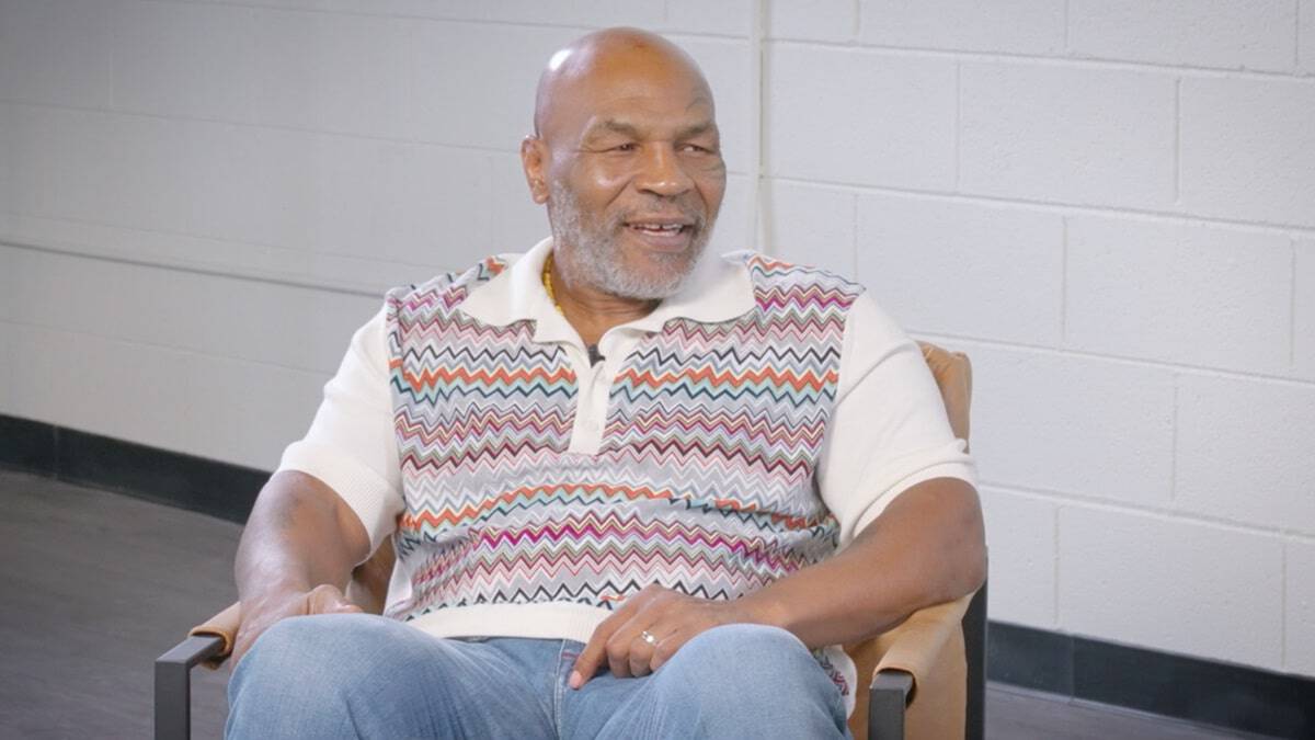 Mike Tyson in a cardigan